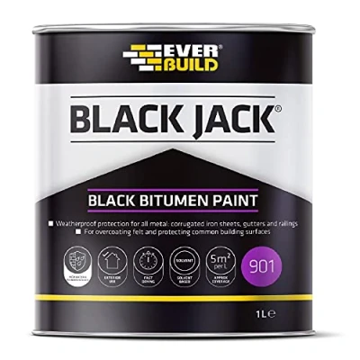 Image of Everbuild Black Jack 901 Bitumen Paint Solvent Based 1 Litre