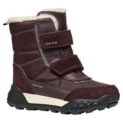 Image of Geox Trekkyup GIRL Winter boots for kids, Size: 7.5K, Dark burgundy Leather and textile