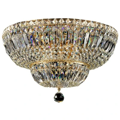 Image of Basfor Semi Flush Ceiling Lamp Gold Antique &amp; Crystal, 12 Light, E14