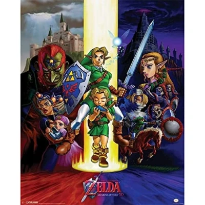 Image of Pyramid International Ocarina Of Time The Legend Zelda Mini Poster, Plastic/Glass, Multi Colour, 40 x 50 1.3 cm