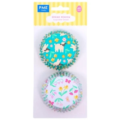 Image of PME Easter Foil Lined Cupcake Cases Spring Meadow, Set of 60
