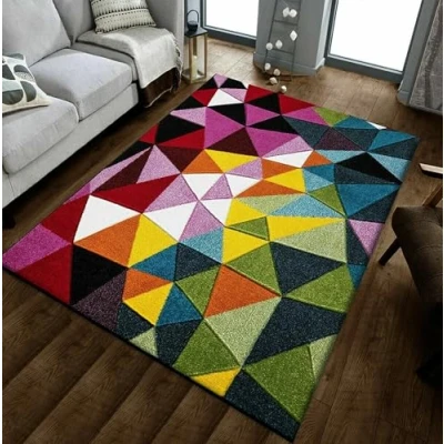 Image of swift New Bright Multicolour Rug, Heat Set Thick Polypropylene Multi Design Carpet, Comfy Geometric Pattern Mat for Floor, Bedroom, Living Room, Indoor Area, GO Ply, 60 x 110 cm