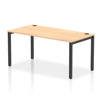 Image of Impulse Bench Single Row 1600 Black Frame Office Desk Maple