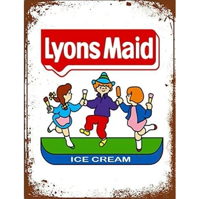 Image of Vintage Retro Lyons Maid Kids Childrens Ice Cream Lolly Advertising inspired Kitchen Bar Novelty Gift Aluminium Metal Wall Sign Plaque