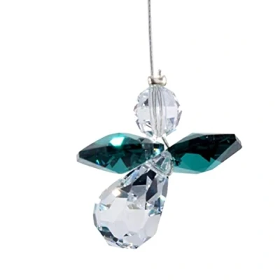 Image of Hanging Crystal Guardian Angel Birthstone Suncatcher MAY EMERALD Embellished with Swarovski Crystals