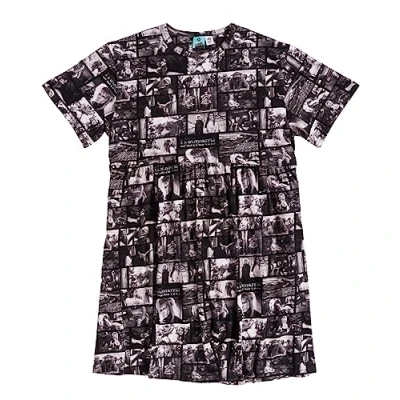 Image of TruffleShuffle Women&#039;s Labyrinth Movie Reel Smock Dress Black Cotton Blend Non Fading Perfect for 80s Fans