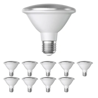 Image of ledscom.de 10 Pieces E27 LED Bulb, PAR30 Short Neck, White (4200 K), 13 W, 1025lm, 43, Reflector Mirror (Silver)