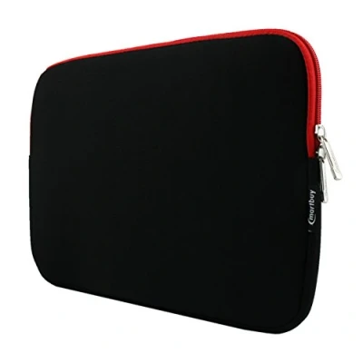 Image of Emartbuy Black/Red 11.6 12.2 Inch Water Resistant Neoprene Soft Zip Case Cover Sleeve with Red Interior &amp; Compatible Laptops Listed Below