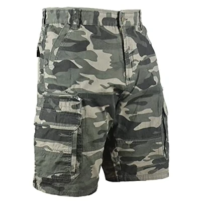 Image of KAM Big Mens Camo Green Pulau Cotton Cargo Shorts Combat for Sizes 42 44 46 48 50 52 54 56 58 60, Size : 60&quot;_Waist