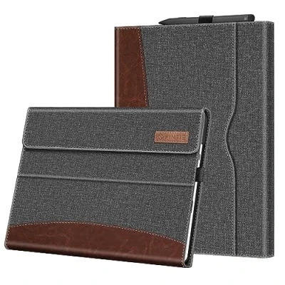 Image of FINTIE Case Compatible with Microsoft Surface Pro 9 (2022 Release) 13 Inch Multiple Angle Viewing Cover Pocket &amp; Stylus Holder, Gray/Brown