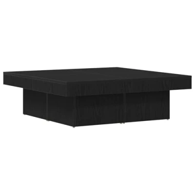 Image of vidaXL black oak coffee table square accent 90x90 matte finish for living room/lounge area solid wood modern design