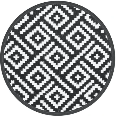 Image of vidaXL Outdoor Carpet ARAKIL White and Black Ø160 cm PP
