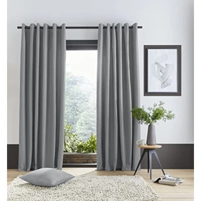 Image of Catherine Lansfield Pinsonic Chevron Thermal Eyelet 66x90 Inch Curtains Silver