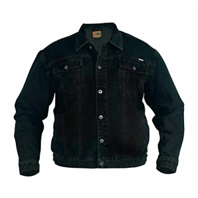 Image of Duke Men&#039;s Western Trucker Denim Shirt Jacket Black 5XL
