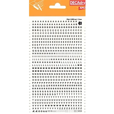 Image of Transferable Letters and Numbers, Black, Letters, 2.5 mm, Black