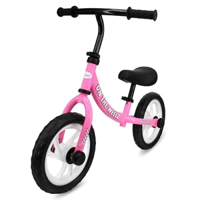 Image of Crystals 12 Balance Bike 2+ Year Old Boys and Girls, Training Bicycle for Kids Toddlers with Adjustable Seat/Handlebar Lightweight Fun Outdoor Play (Pink)