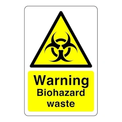 Image of Warning Biohazard waste Safety sign High tack sticker 150mm x 100mm