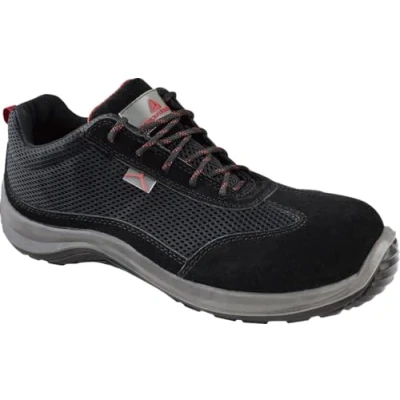 Image of Deltaplus ASTISPNO43 Low Shoes Made of Suede Split Leather with Mesh Inserts S1P SRC, Black, Size 9