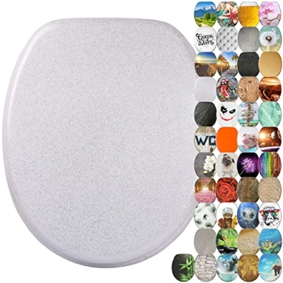 Image of Sanilo Soft Close Toilet Seat, Wide Choice of New Seats, Stable Hinges, Easy to Mount (Glittering White)