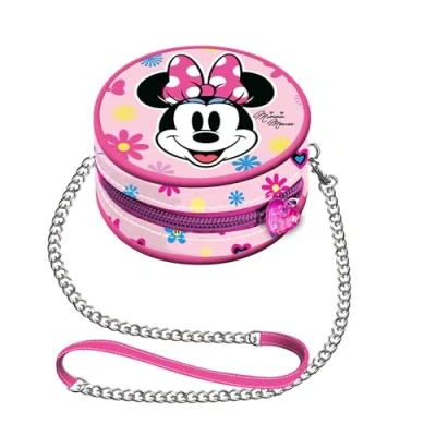 Image of Disney Minnie Mouse Floral Mini Round Chain Bag, Pink, 9 x cm