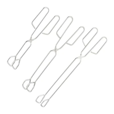 Image of Grill Tongs, 3x Set, Stainless Steel, for Meat, Shears Barbecue &amp; Kitchen, Lengths 24, 30 38 cm, Silver Relaxdays