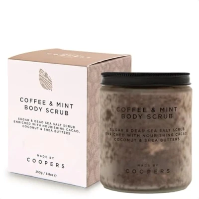 Image of Made By Coopers Coffee Mint Sugar and Dead Sea Salt Body Scrub Invigorating Exfoliation with Natural Ingredients for Radiant Skin Energizing Infusion 250g Full Treatment