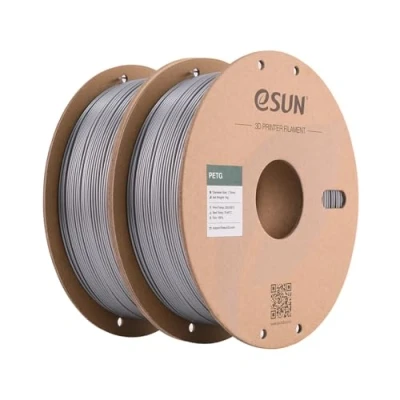 Image of eSUN PETG Filament 1.75mm, 3D Printer PETG, Dimensional Accuracy +/ 0.05mm, 1KG per Spool, 2 Spools Printing for Printers, Solid Silver and