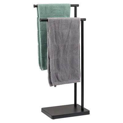 Image of bremermann Free Standing 2 Rail Towel Black (black)