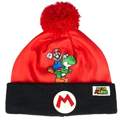 Image of Super Mario Winter Hat with Bobble (Red, 54), red, 6 5/8