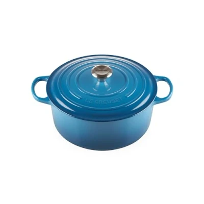 Image of LE CREUSET Unisex Cast Iron Signature Round Casserole, Marseille, 28 cm