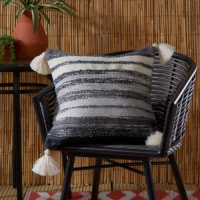Image of Drift Home Grayson Outdoor Eco Friendly Filled Cushion 43 x 43cm in Black