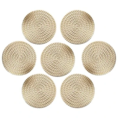 Image of SHIYUAN 12 Pcs Gold Coasters, PVC Coasters with 10cm Diameter Hollowed Out Design, Art Deco Style, Suitable for Restaurants, Bars, Cafes, Hotels, and Home Table