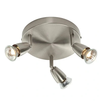 Image of Amalfi 3 Way Decorative Satin Silver GU10 LED Compatible Round Adjustable Ceiling Spotlight
