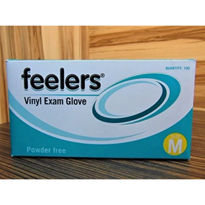 Image of Powder Free Disposable Vinyl Gloves Medium Clear 100 Pack