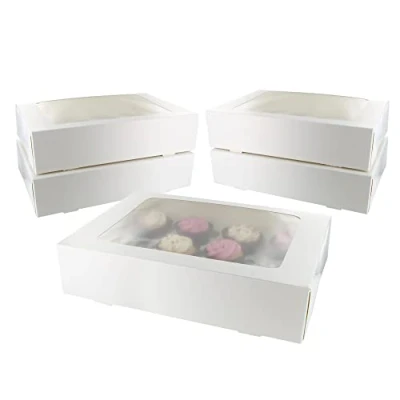 Image of Culpitt 12 Hole Cupcake Box, 5 Pack, White Boxes For Carrying And Displaying Tasty Muffins, Fairy Cakes, Treats