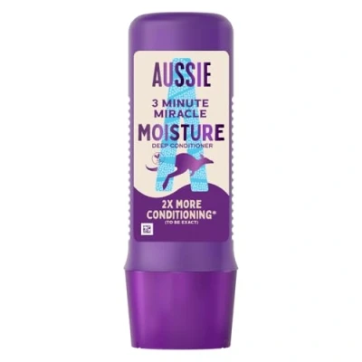 Image of Aussie 3 Minute Miracle Moisture Deep Conditioner 250ml. Hair Treatment to Revive Dry