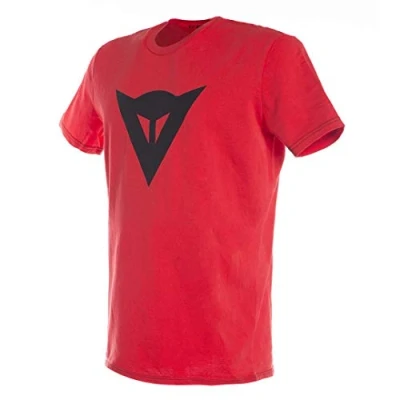 Image of Dainese Speed Demon T Shirt, Men&#039;s Short Sleeve, 100% Cotton Adult with Logo, Soft and Cool, Classic Style Motorbike Red/Black
