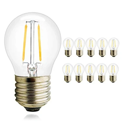 Image of LED Classic Globe Filament Light Bulb 2W Warm White 2700K E27 Edison Screw Base Vintage Lamp Bulb, 25W Incandescent Replacement, No Dimmable, 10 Pack