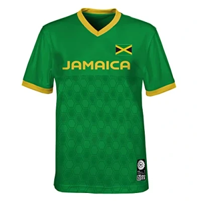 Image of Official 2023 Women&#039;s Football World Cup Youth Team Shirt, Jamaica, Green, 8 Years