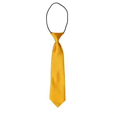 Image of Rocking Party Satin Plain Kids Elastic Tie Pre Tied Children&#039;s Necktie for Boy (Marigold),27 Long x 6.5 Wide cm