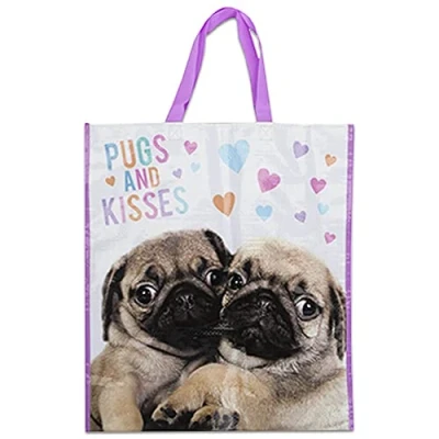 Image of 45cm Large Reusable Plastic Woven Shopping Bag Unicorn Flamingo Laundry Tote