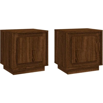 Image of vidaXL Bedside Cabinets 2 pcs Brown Oak 44x35x45 cm Engineered Wood