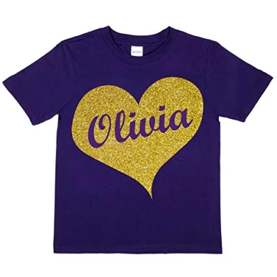 Image of Print4U Kids T Shirt Personalised Olivia Your Name Age 3 4 Purple