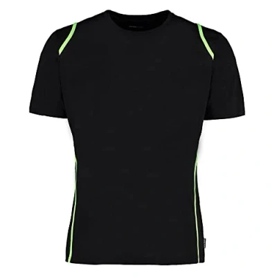 Image of Kustom Kit Men&#039;s Kk991 Sports Top, Black (Black/Flourescent Lime), S UK