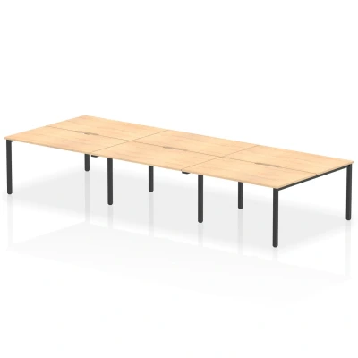Image of Evolve Plus 1400mm B2B 6 Person Bench Desk Maple Top Black Frame
