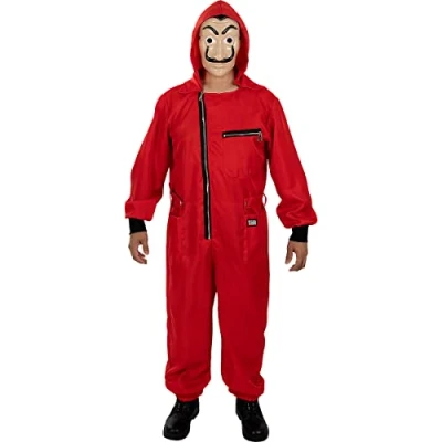 Image of Funidelia Money Heist Costu for men and women Films &amp; Series, Thief, Robber, Dalí Costume adults accessory fancy dress props Halloween, carnival parties Size XXL Red
