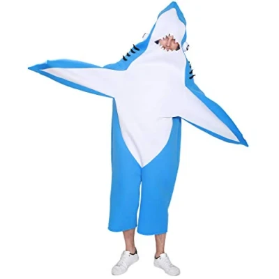 Image of EraSpooky Adult Shark Costume Blue Mascot Party Funny Fancy Dress