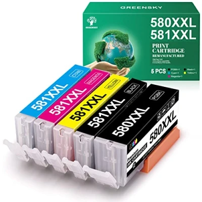 Image of GREENSKY PGI 580 CLI 581 XXL 580XXL 581XXL Compatible ink cartridges for canon PIXMA TS8350 TS6350 TS705 ts6150 ts6151 ts6250 ts6251(5 Pack)