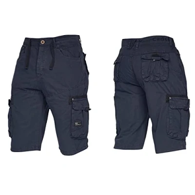 Image of Crosshatch New Mens Army Camouflage Knee Length Combat Cargo Jeans Holiday Summer Shorts by Jeanbase Navy 30