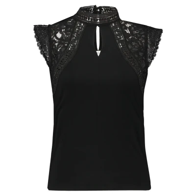 Image of Morgan Women&#039;s Tshirt empiècement Dentelle DSIN T Shirt, Black (Black Black), XS